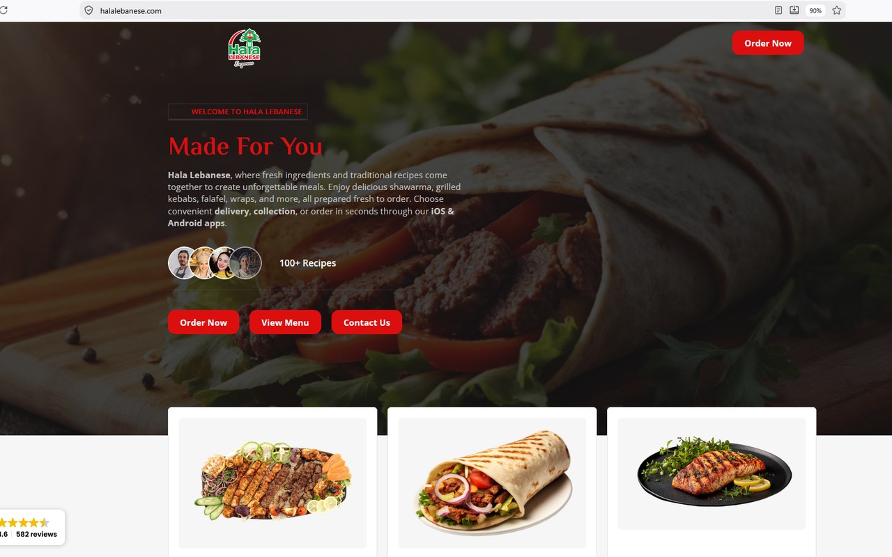 A client website on desktop, built by OrderSense®